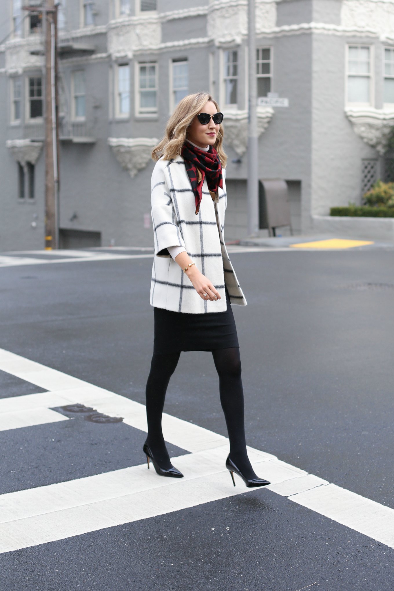 burberry-silk-leopard-print-scarf-red-camel-ivory-black-windowpane-coat-work-wear-office-style-fashion-blog-san-francisco 2