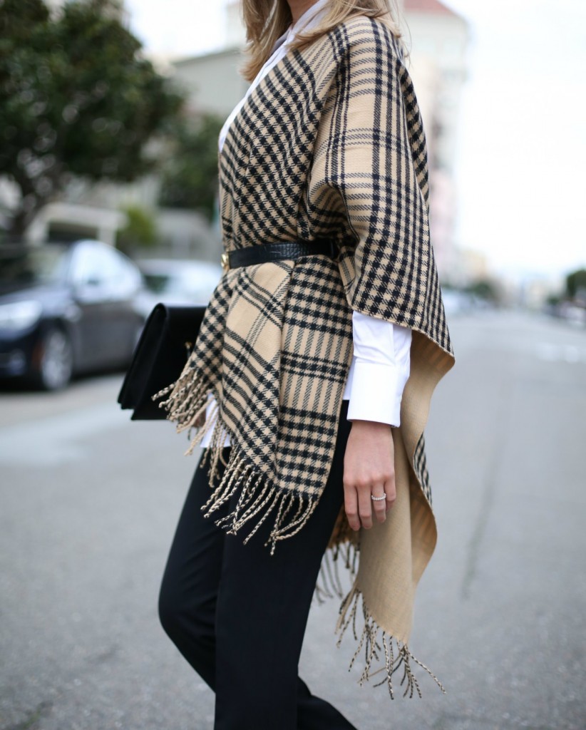 BELTED CAPE DRESS
