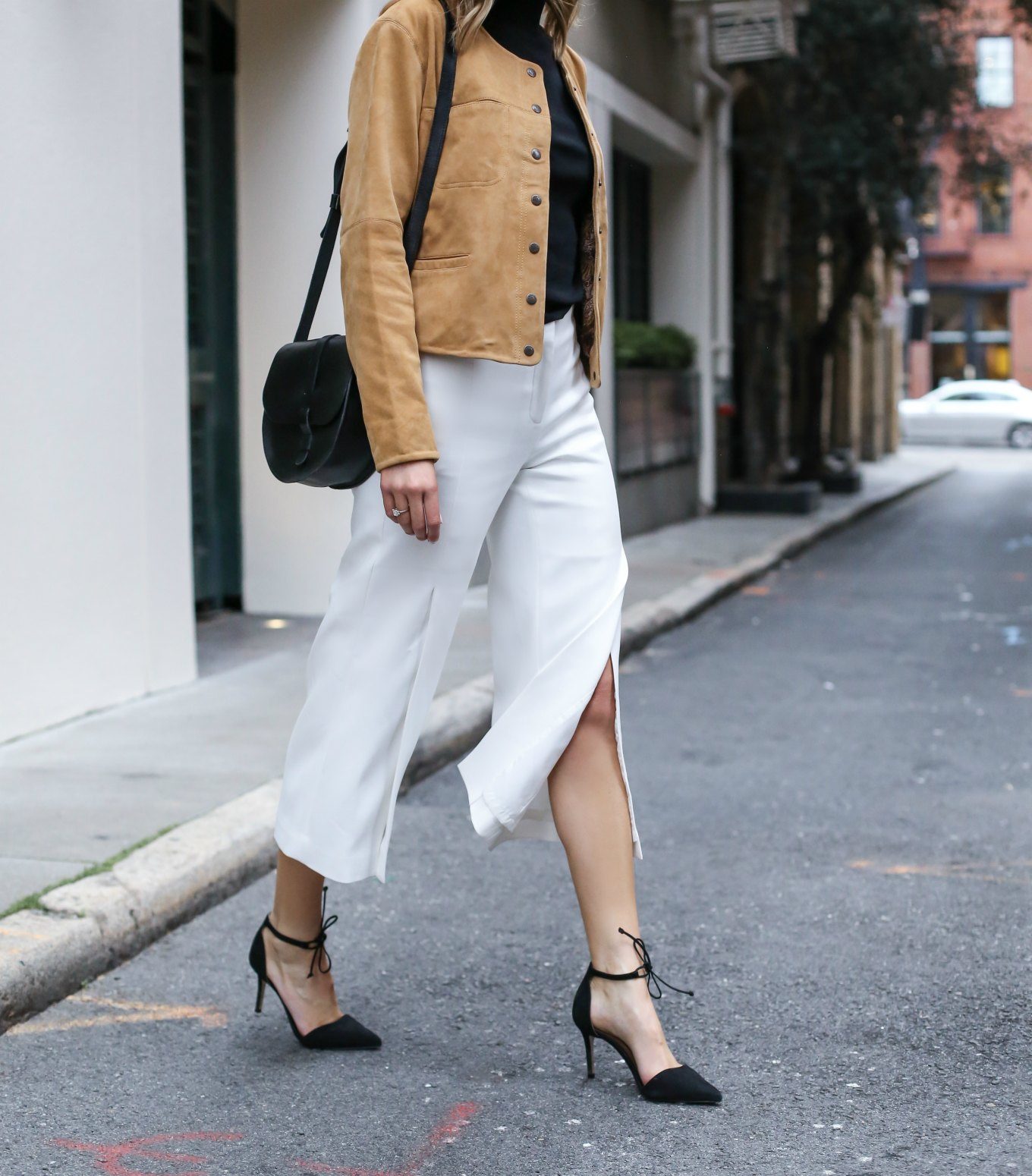 Ivory Culottes and Suede Jacket