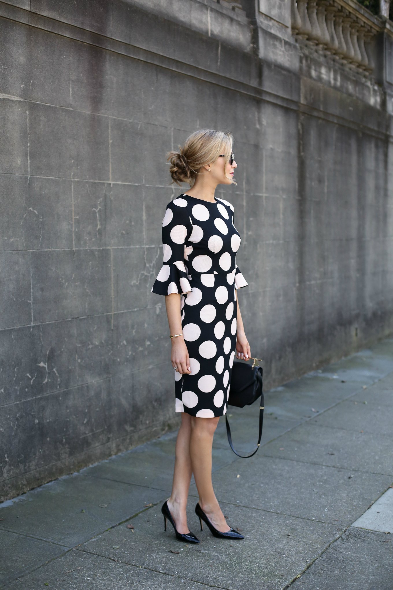 polka dot sheath dress