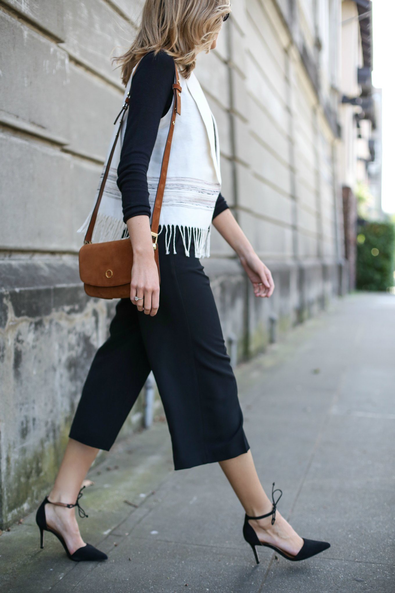 Suede Bag and Fringe Vest