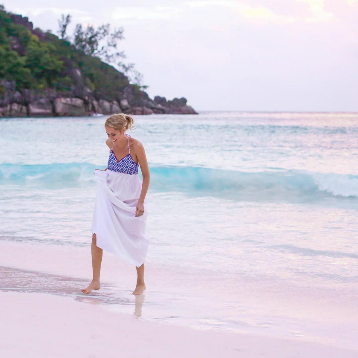 girl on beach at sunset