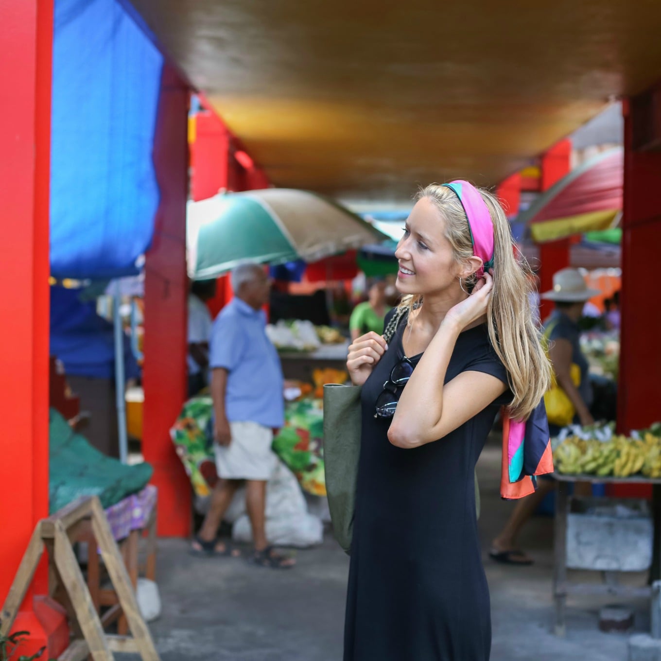 girl at vibrant market