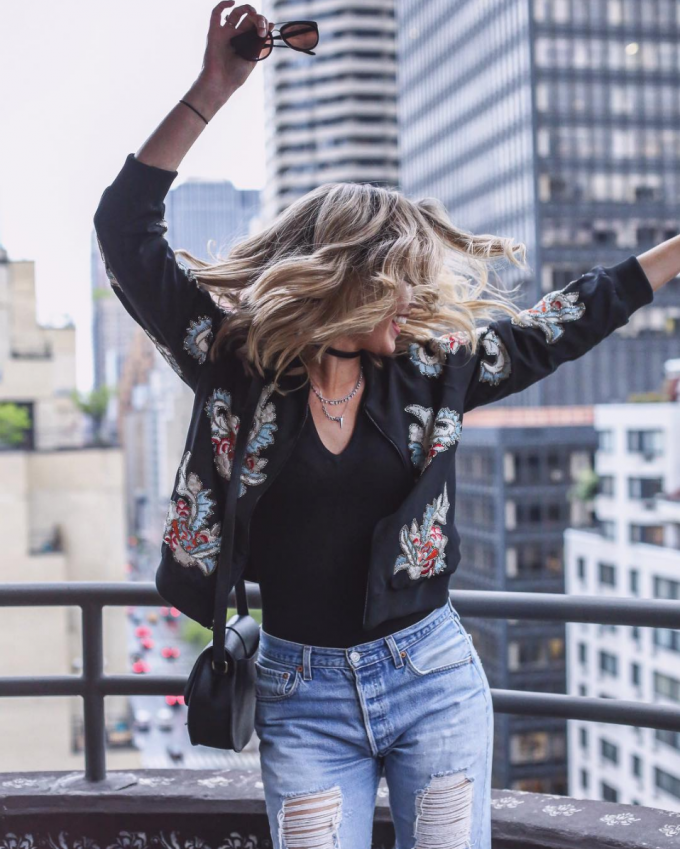 embroidered bomber jacket