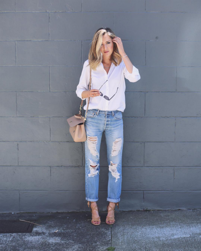 ripped boyfriend jeans heels