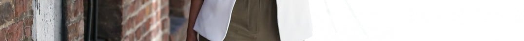 Olive Track Pants and White Blazer