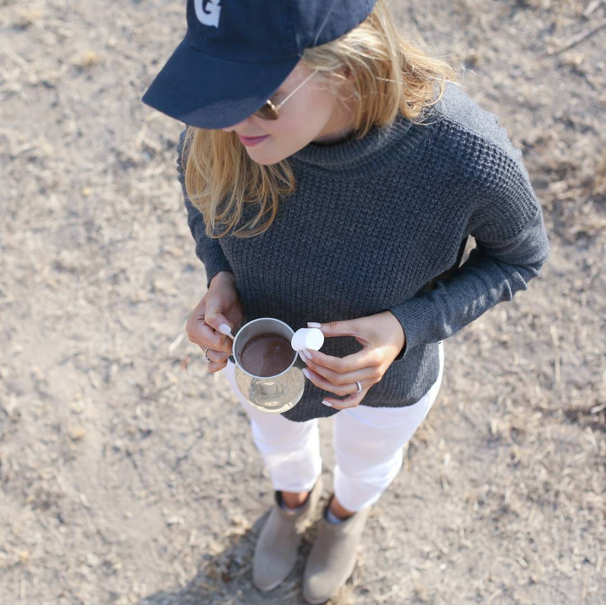 drinking hot chocolate on safari