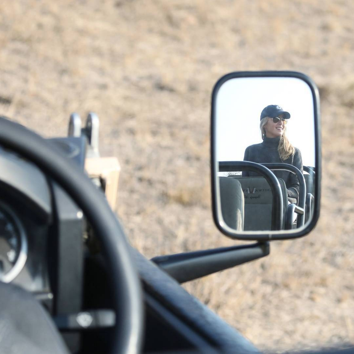 rear view mirror shot safari jeep