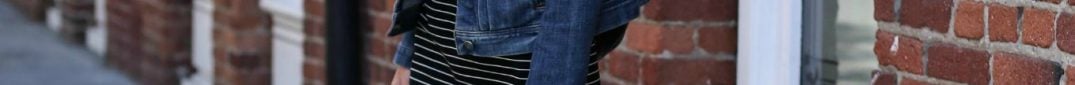 Striped Sheath Dress and Jean Jacket