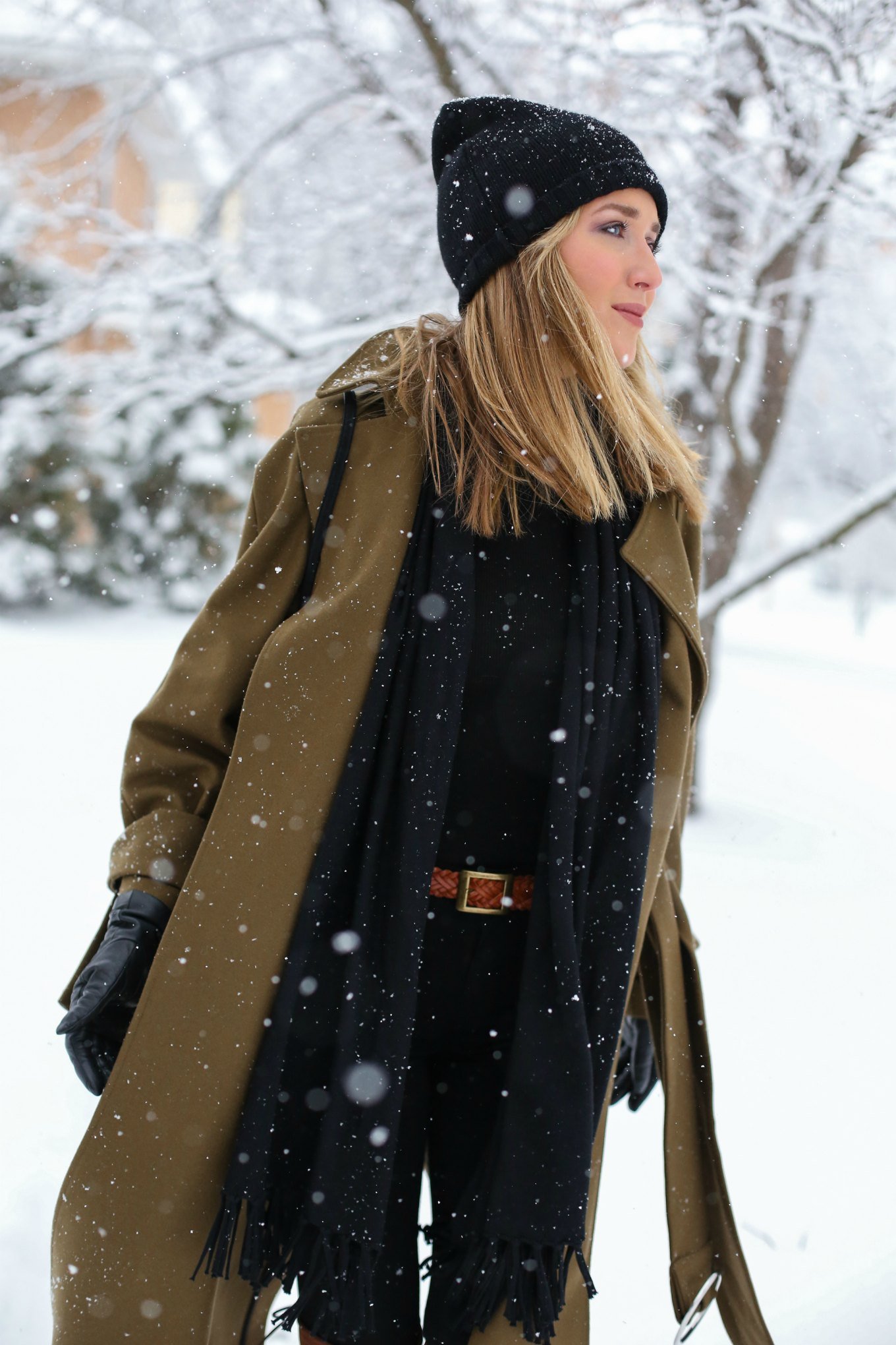 olive-long-maxi-wool-coat-black-beanie-brown-over-the-knee-boots-black-jeans-turtleneck-snow-fashion-blogger9