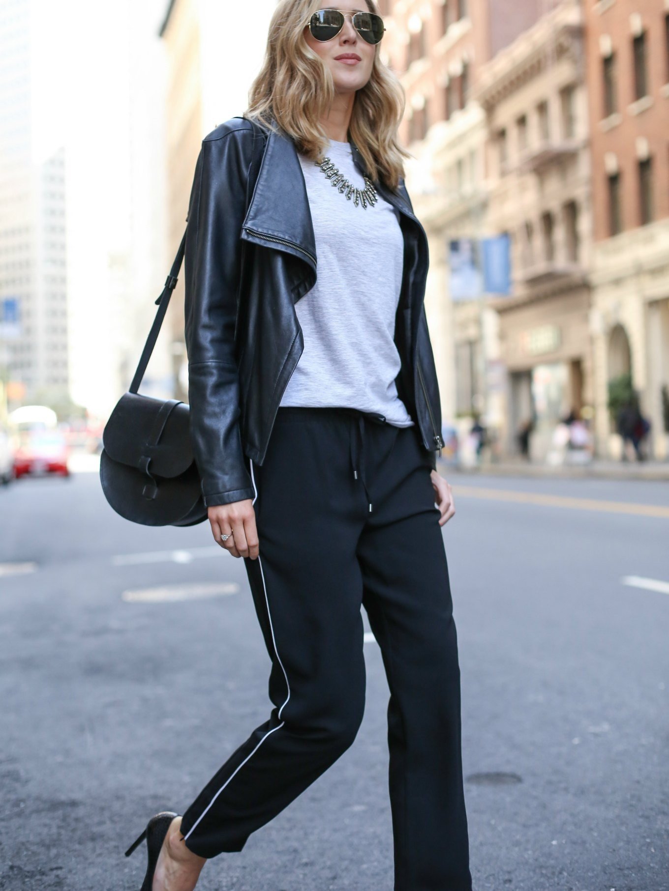 work-office-style-fashion-business-dress-track-pants-favorite-t-shirt-tee-heels-statement-necklace-leather-jacket-san-francisco-blogger-mary-orton3-680x9072x