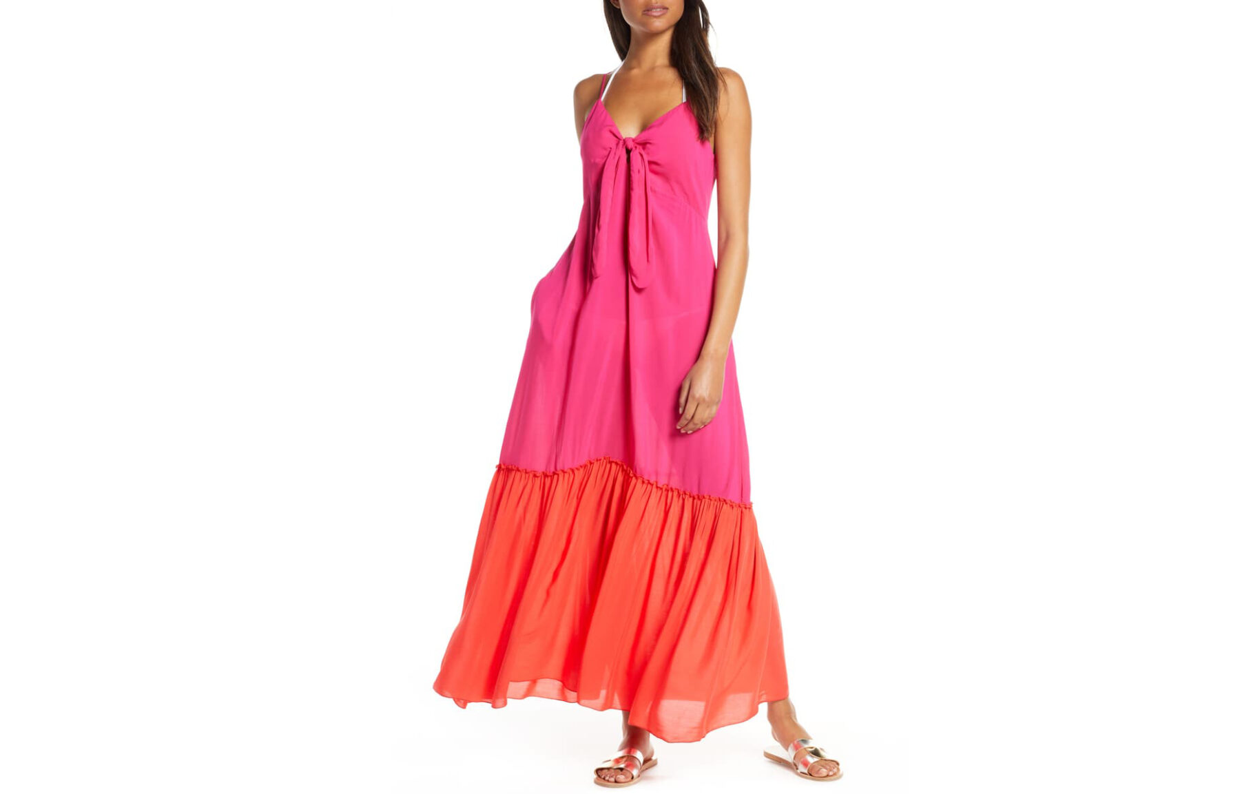 Colorblock Coverup Maxi Dress