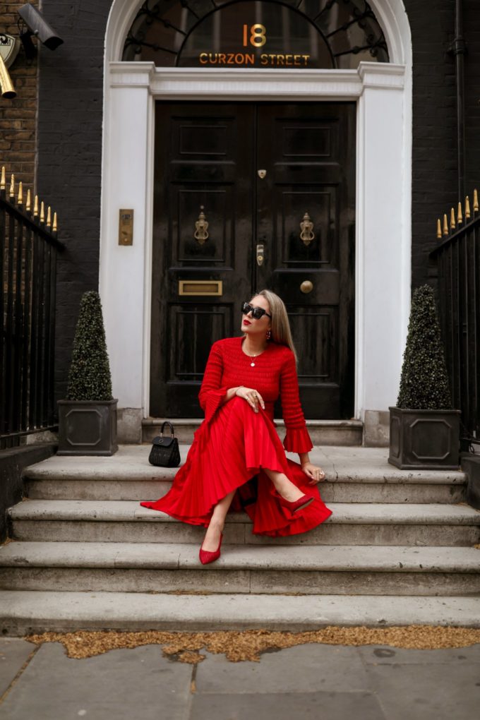fitted lace wedding dress Red Pleated Midi Dress - Event Dresses