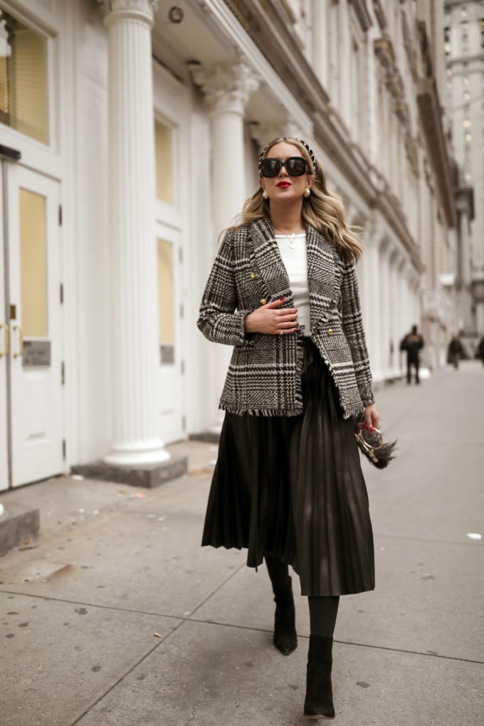 glen plaid tweed blazer